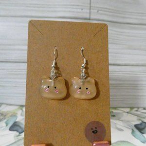 Brown cute Fish Hook Earrings.